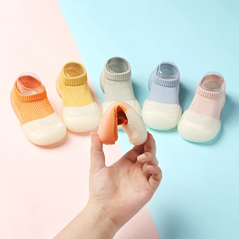 

Baby Girl Boy Shoes For Newborns Summer Mesh First Walkers Toddler Non-Slip Floor Booties Breathable Shoes With Rubber Soles