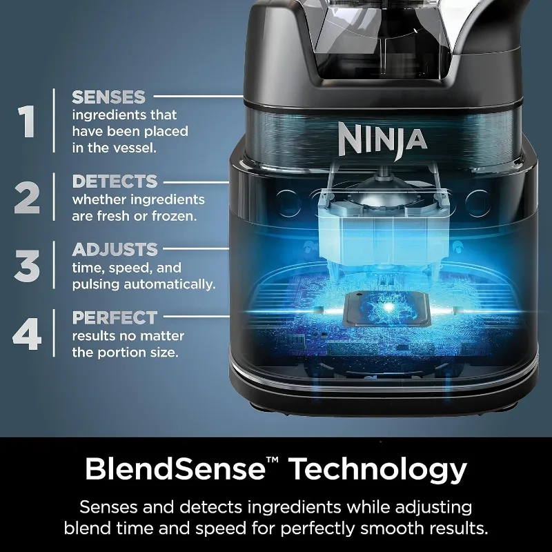 Ninja TB201 Detect Power Blender Pro, BlendSense Technology, For Smoothies, Shakes&More, 1800 Peak Watts, 72 oz. Pitcher,Blender 3