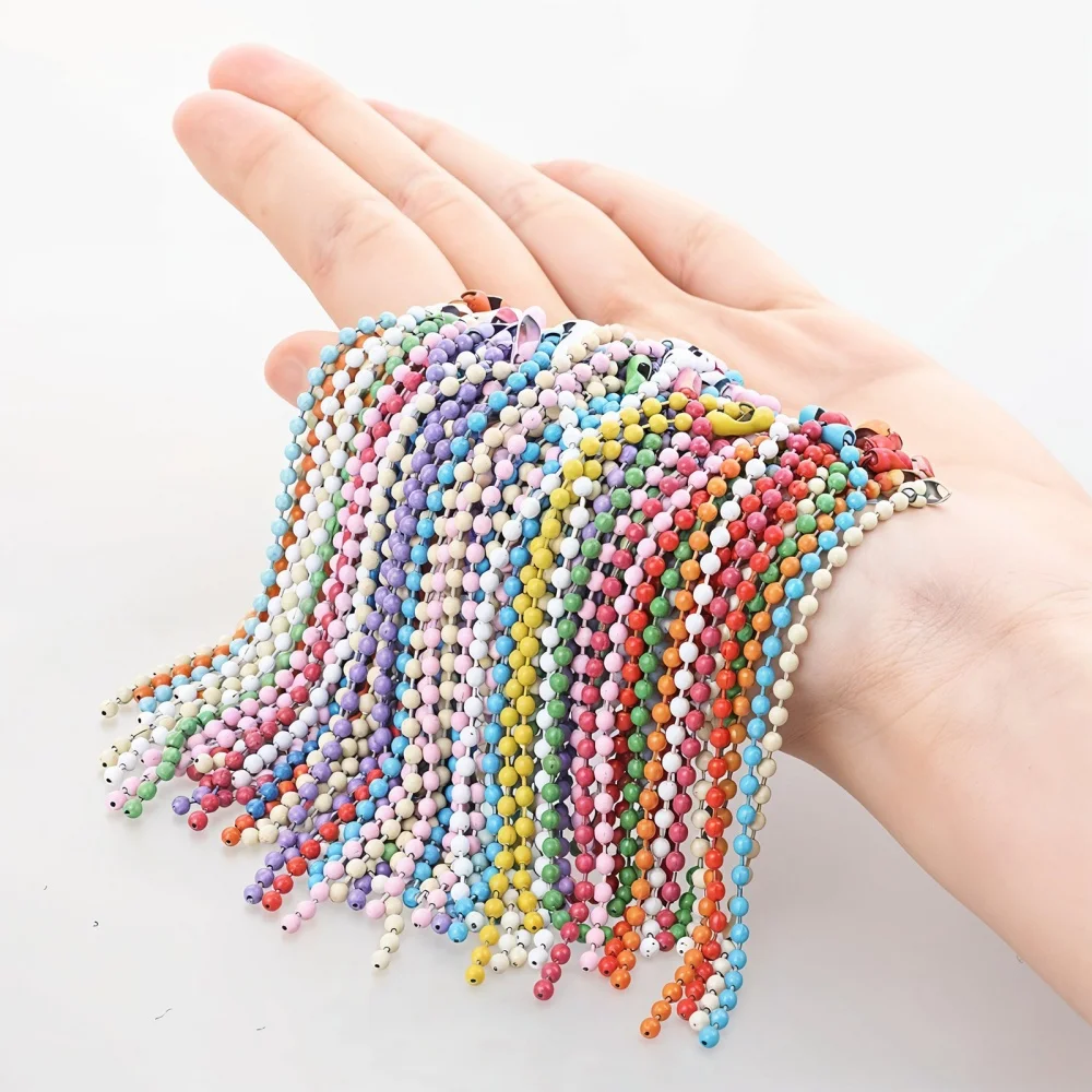 20 개/몫 10/12cm 철 다채로운 볼 비드 체인 키 체인 인형 라벨 핸드 태그 커넥터에 적합 DIY 쥬얼리 만들기 용품