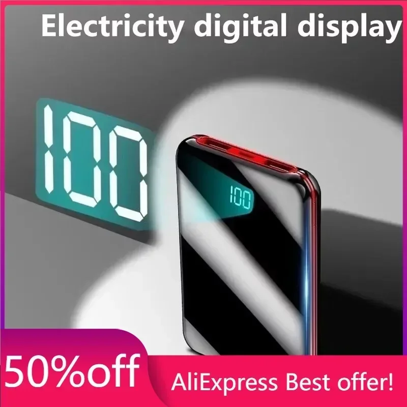 

10000mAh Display Mini Power Bank with External Battery Power Bank for Xiaomi lphone 30000 mAh Portable Charger