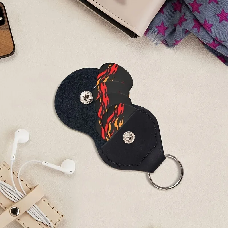 Original Sound Guitar Picks Double-Sided Printed Ukulele Guitar Finger Shrapnel Keychain Holster Gift For Music Lovers 6 Pcs