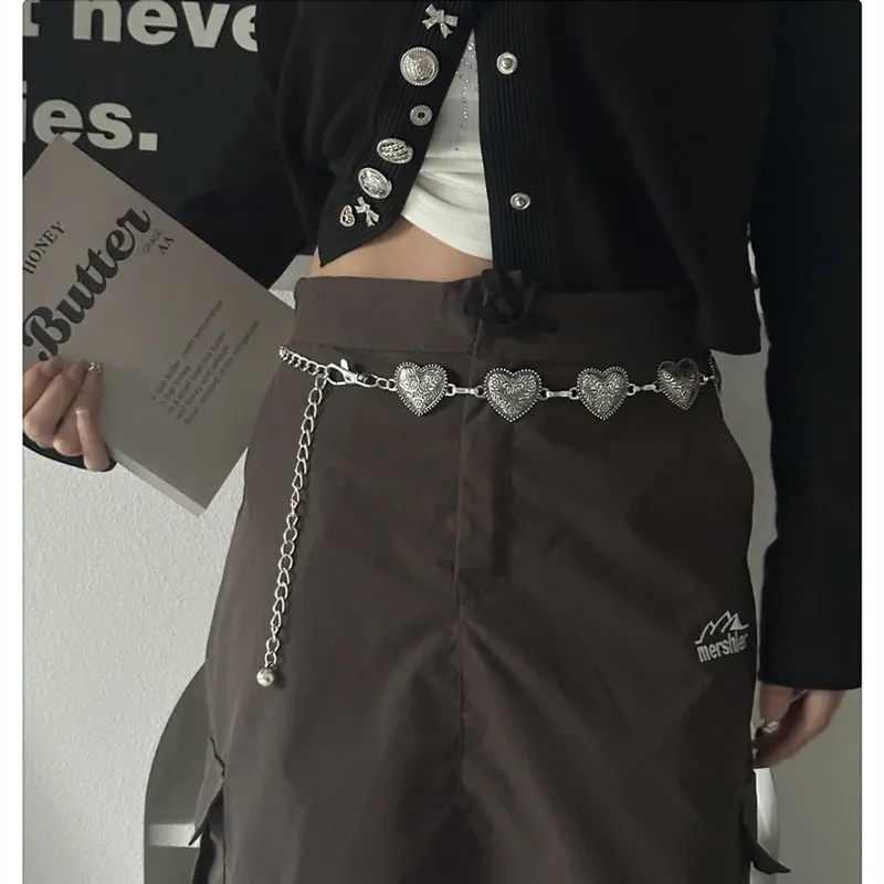 LumiSyne Kettengürtel Damen Vintage - Durchbrochener Metallgürtel Gold Silber