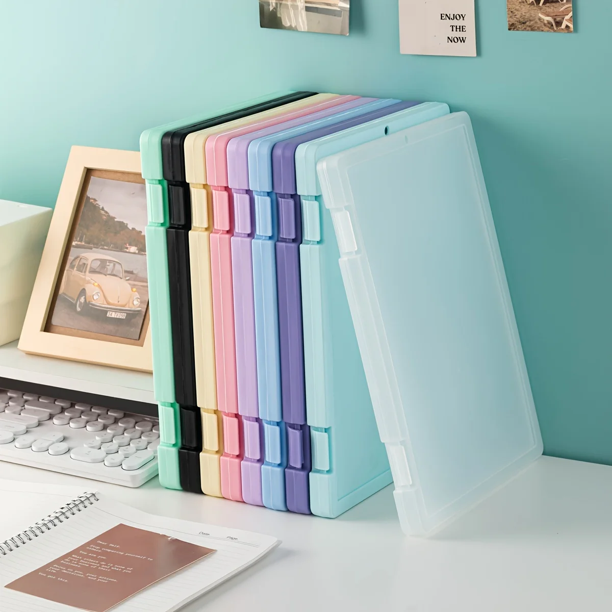 A4 File Storage Box, Transparent Plastic File Box, Large Capacity Student Desk Sundries Classification Storage, Multifunctional