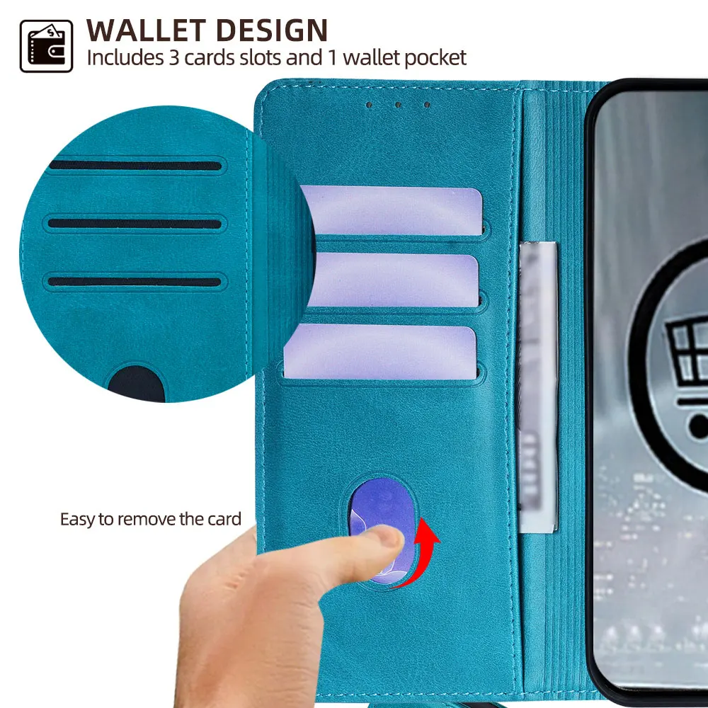 Xinyunew Custodia A Libro In Pelle Per Google Pixel 9 - Blu, Con Porta Carte E Supporto - 2