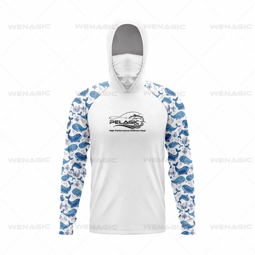 PELAGIC , Chemise de pêche à capuche à manches longues, protection UPF 50+, hydrofuge et anti-taches
