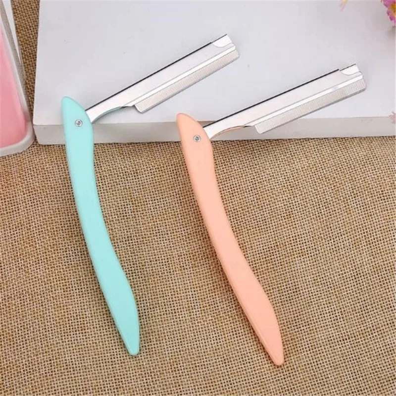 Portable Eyebrow Trimmer 10 Razors Eye Brow Shaper Shaver Face Razor Blade Facial Hair Remover Makeup Tools Women