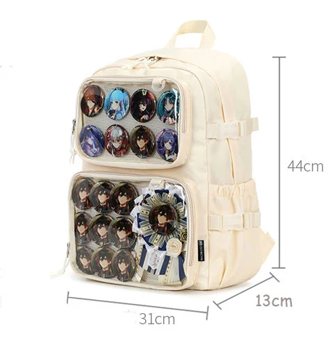 Japanese Kawaii Itabag Women New 2024 Transparent Backpack Large Capacity School Bags With Insert Plate and Two Clear Pockets 6