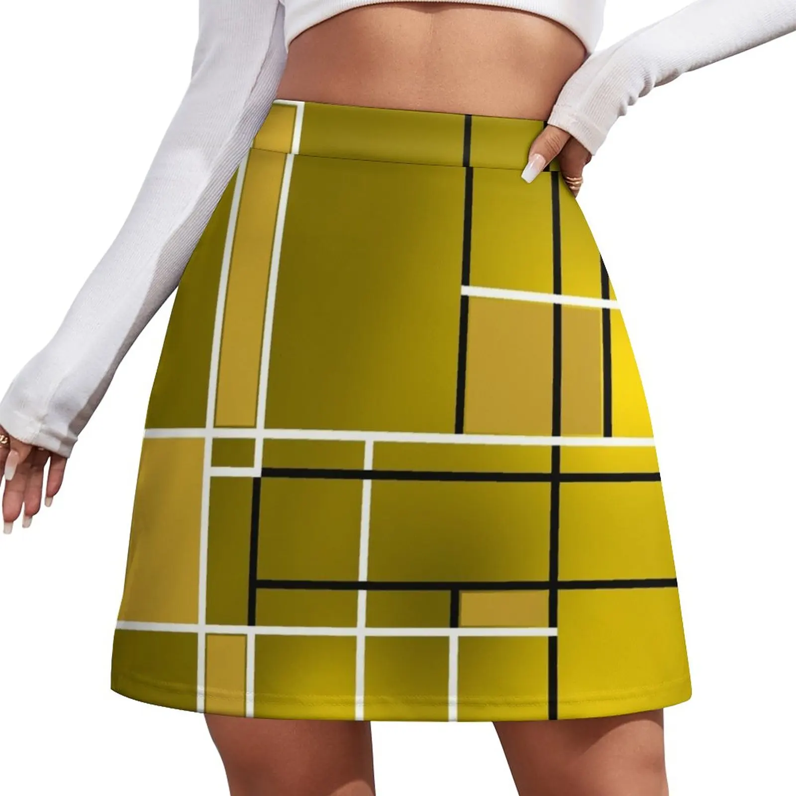 Composition 11 with black and white lines Mini Skirt skirt for women luxury women's skirt