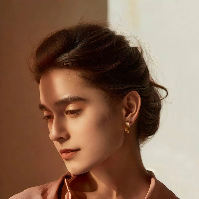 Three Layer J-shaped Stainless Steel Earrings for Woman Simple Design Style Jewelry To Showcase Personality 2