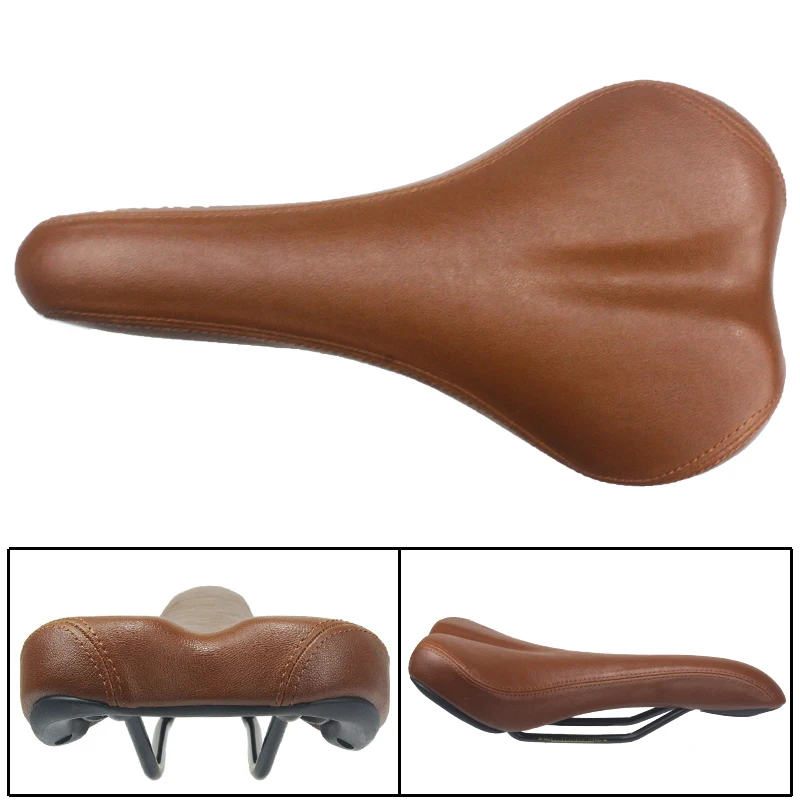 HEPPE MTB 도로 자전거 안장 빈티지 자전거 좌석 클래식 사이클링 안장 레트로 쿠션 브라운 PU 가죽 자전거 안장 자전거 부품