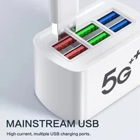 Многофункциональное зарядное устройство 6 в 1 с USB-разъемами для мобильных телефонов, быстрая зарядка, адаптер с вилками EU/US/UK, электрическая розетка, концентратор, разветвитель для iPhone, Xiaomi, Huawei — изображение 3