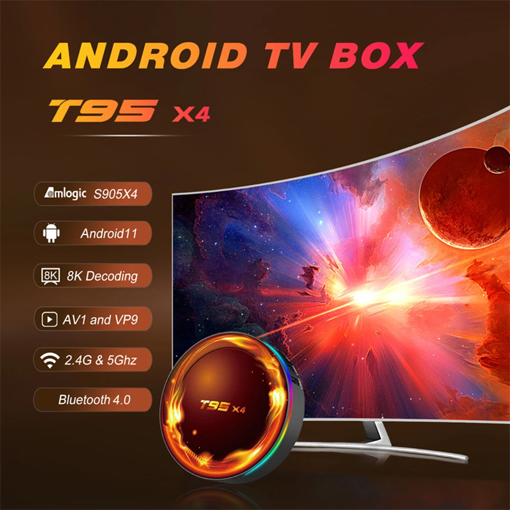 T95X4 Smart Tv Box Android 11 Quad Core Arm Cortex-A55 Medias Player Tv Box 2.4Ghz E 5Ghz Bluetooth V4.0 4G 32G 64G Set-Top Box