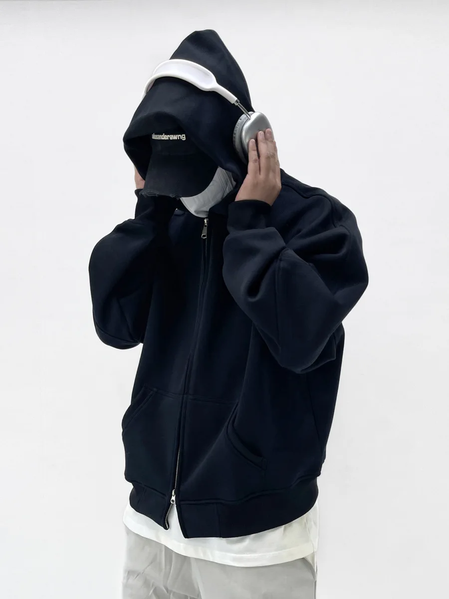 Men's New American Trendy Brand Cleanfit Hoodie Spring/Autumn Heavy Weight Boxy Version Hoodie Solid Color Top
