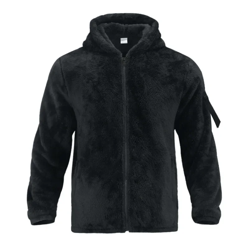 Herren-Doppelseitige Arctic Fleece Loose-Fit Kapuzenjacke mit Reißverschluss – Detail 3