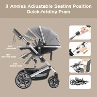 Poussette bébé 3 en 1 luxueux Portable voyage landau pliable landau haute paysage cadre en aluminium nouveau-né poussette pour bébé 7
