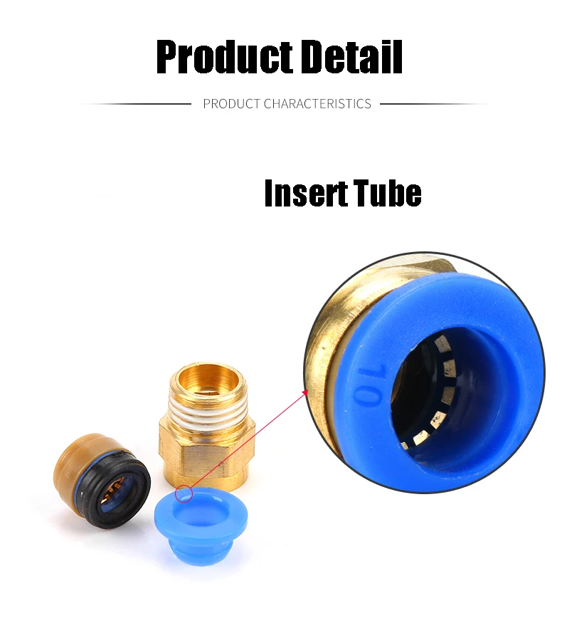 Description Picture 2 of itemPC 4MM 6MM 8MM Brass Pneumatic Fitting Male Quick Connect Air Hose Connector Metal Push in Fitting with Universal Thread