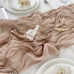 Gauze Cheesecloth Wedding Table Runner Semi-Sheer Personalize Retro Boho Holiday Dining Vintage Table Decor Gift