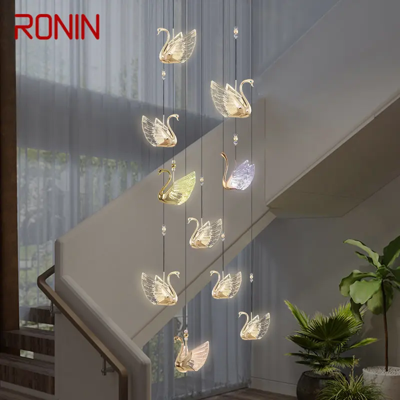 

RONIN Nordic Swan Chandelier Lamp Fixtures Modern Creative LED Pendant Lights for Home Living Dining Room Decor