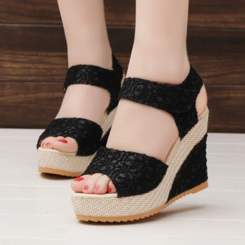 Women's Wedges Sandals Summer New Fashion Mesh Peep Toe Platform High Heel Women Sandals Sexy Party Dress Women Sandalias
