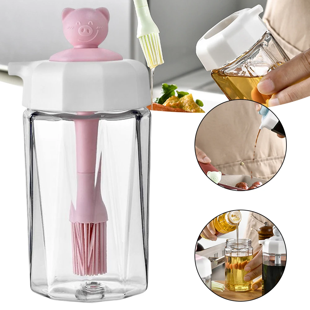 Cooking Oil Bottle With Silicone Brush Seasoning Sauce Bottle Glass Storage Bottles For Spice Glass Oil Container Kitchen Tools