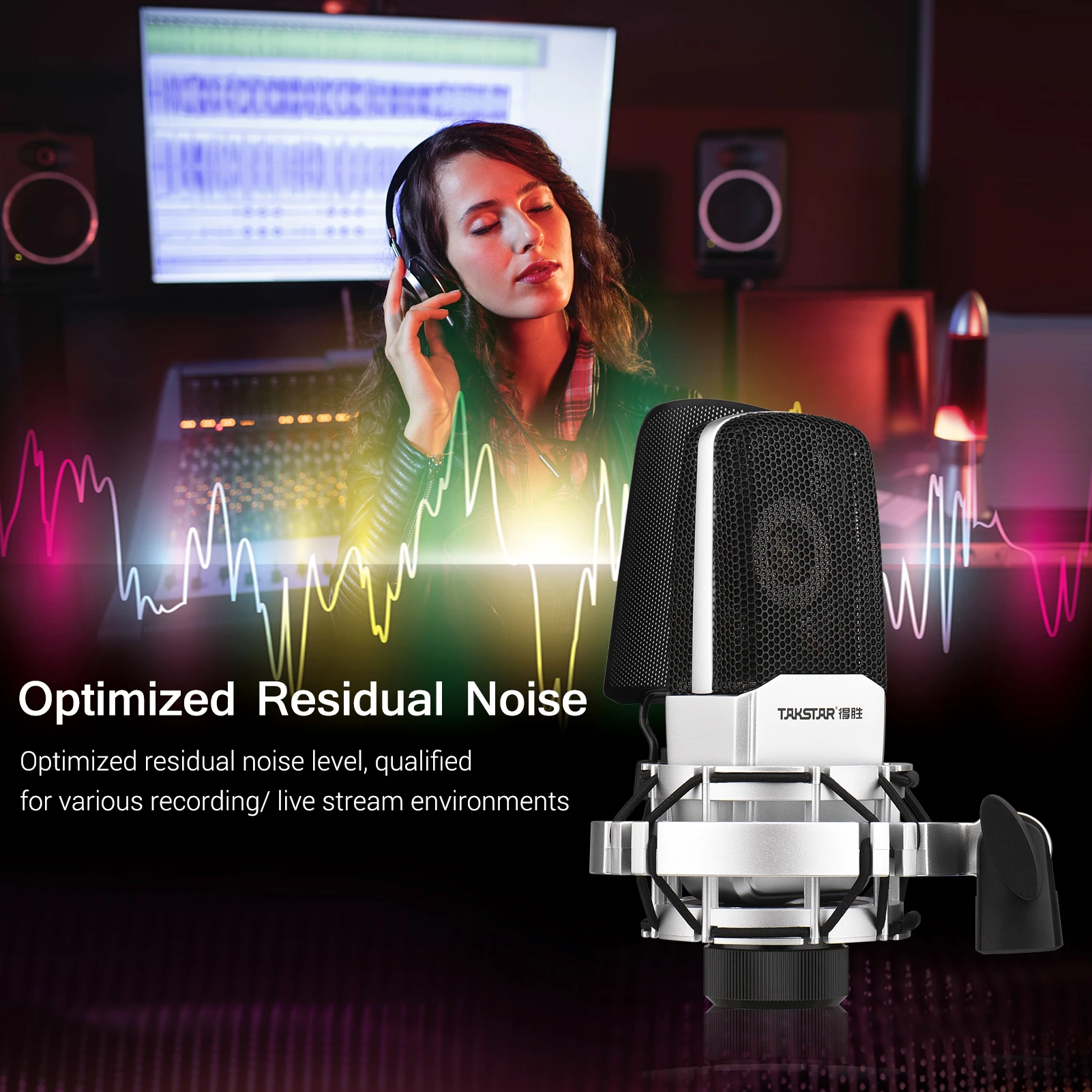 

Professional Microphone Condenser Microphone Studio Recording Microphone with Shock Mount For Computer Live Music Instrument