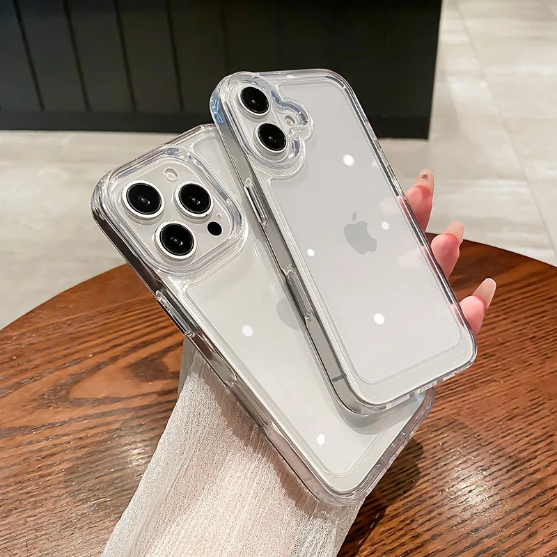Original Clear Acrylic Phone Case For iPhone 17 Air 15 14 13 12 11 16 Pro Max Plus Transparent Shockproof Protector Back Cover 3