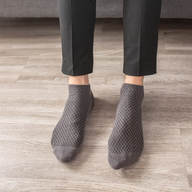 Mens Business Socks - 10 Pairs Black Deodorant Breathable Short Solid Color