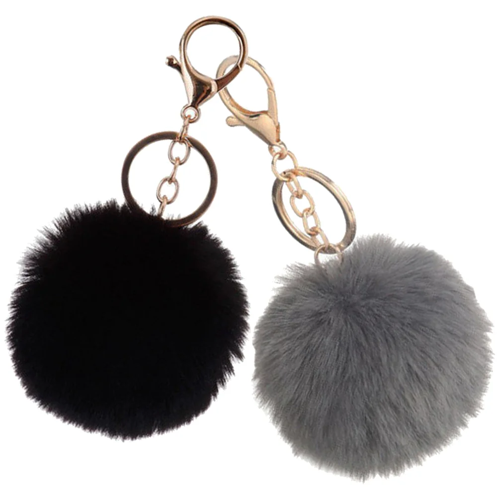 

2 Pcs Bag Pendant Key Chain Puff Ball Keychain Cute Keychains for Backpacks Fob Pom Fluffy Cartoon