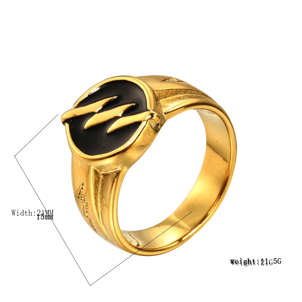 Punk Hip Hop Stainless Steel Lightning Ring Men Fashion Vacuum Electroplating Drip Glue Titanium Steel Rings Jewelry Wholesale 5