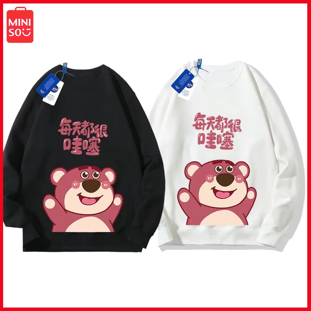 

Miniso Lotso Student Cartoon Printed Hoodie Men Women Round Neck Spring Autumn Thin New Cashmere Warm Loose Top Birthday Gift