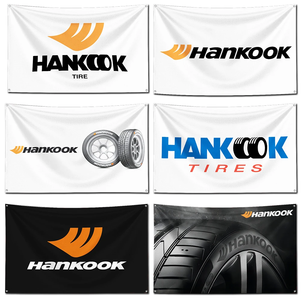 

3x5 Ft Hankooks Tire Flag Polyester Digital Printing Banner for Garage Wall Art Out Door Decoration With Brass Grommets