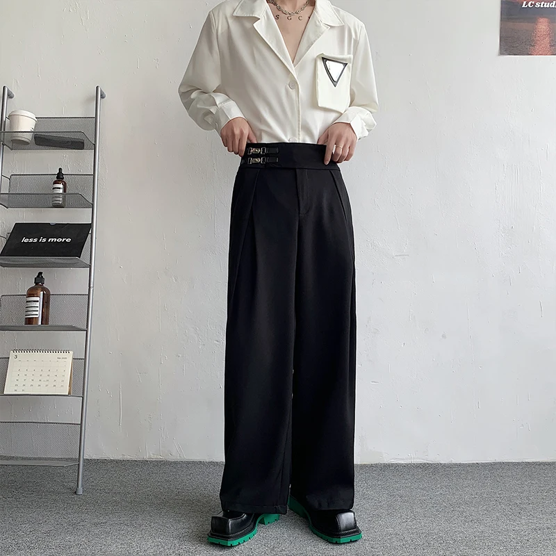 Men Suit Pants Oversized Loose Straight Wide Leg Office Formal