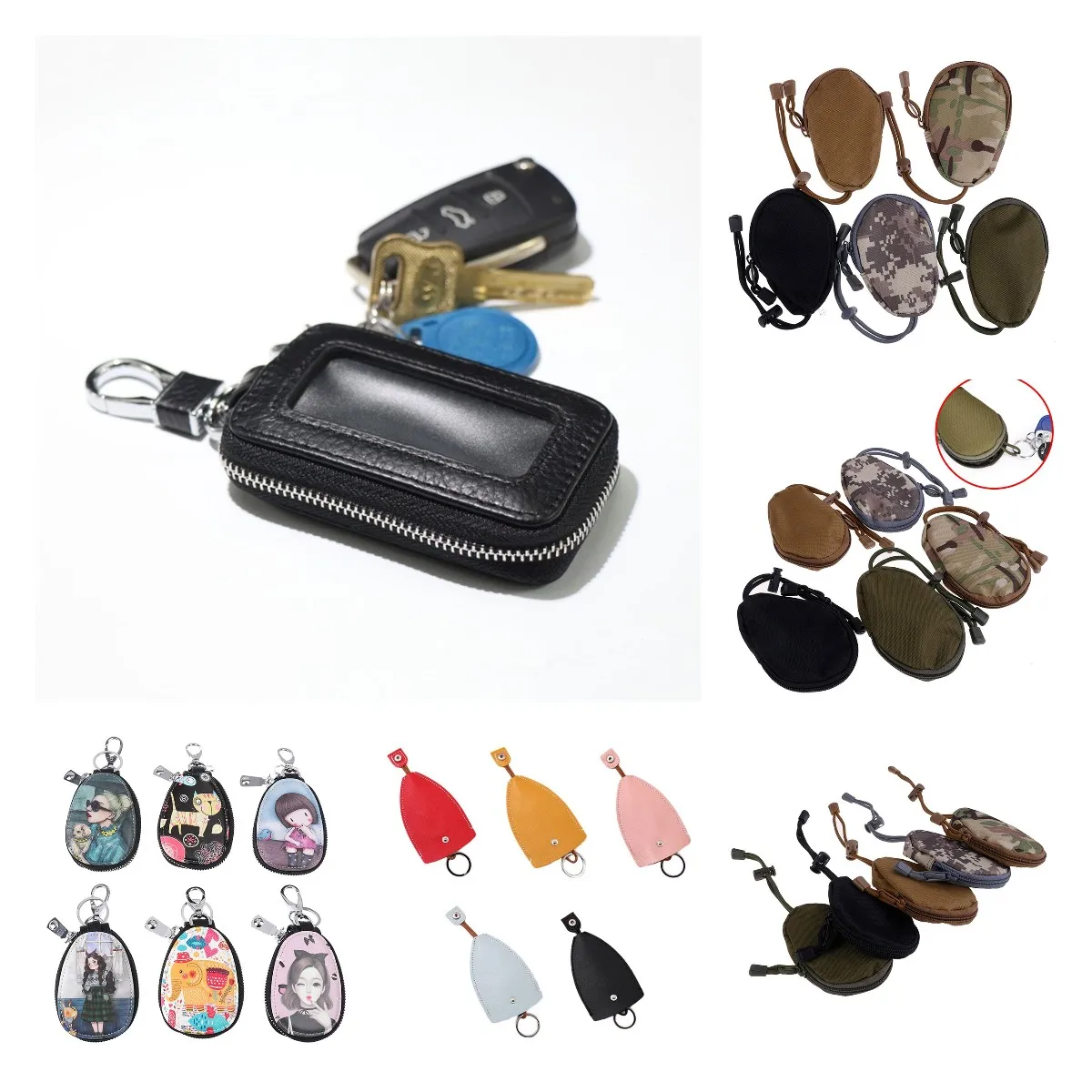 1pc Car Key Bag Multifunctional Small Key Bag Zipper Home Key