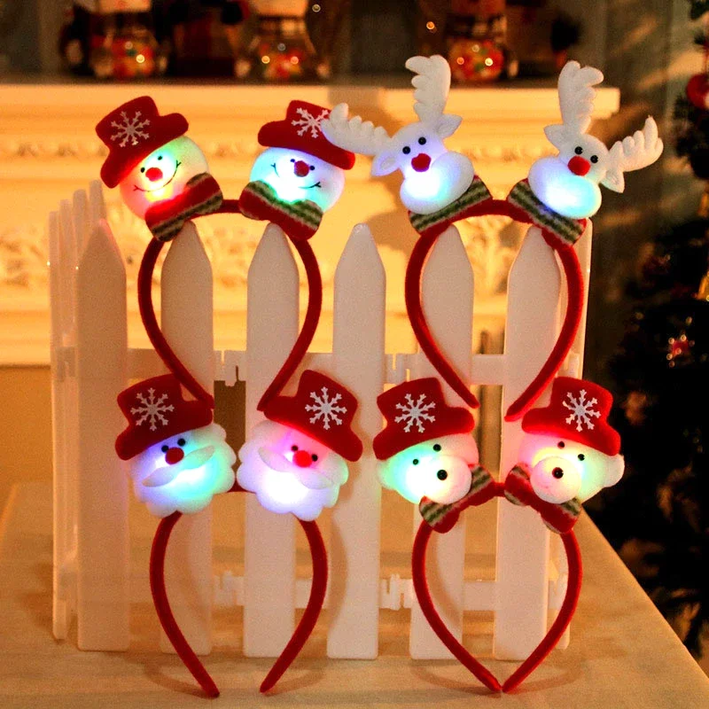 Glowing Reindeer Bear Headband Masquerade Concert Christmas Hair Accessories For Girls LED Christmas Funny Headband