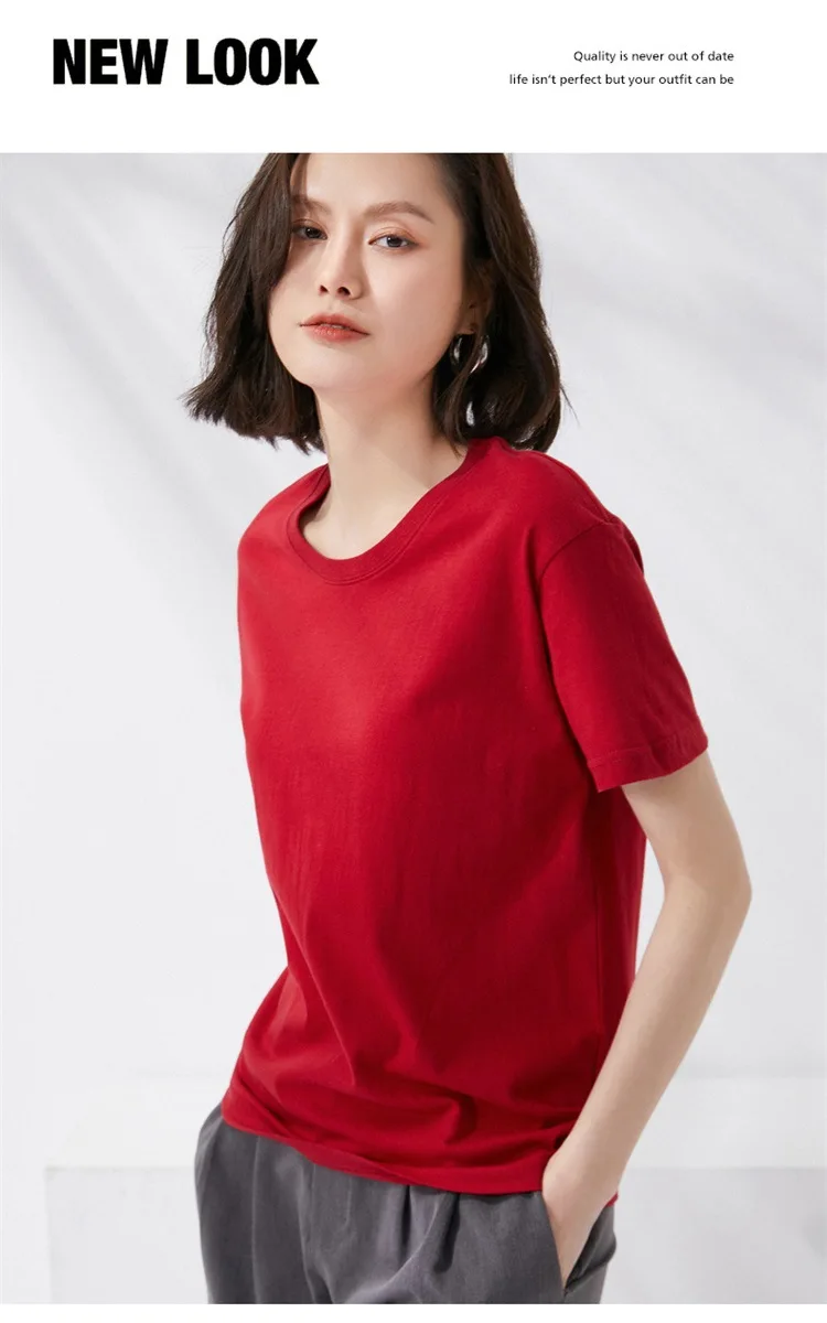 Women T-shirts 2024 Summer Tops Solid Short Sleeve Loose O-neck 100% Cotton Casual Ladies Shirts Harajuku Korean Woman Tshirts