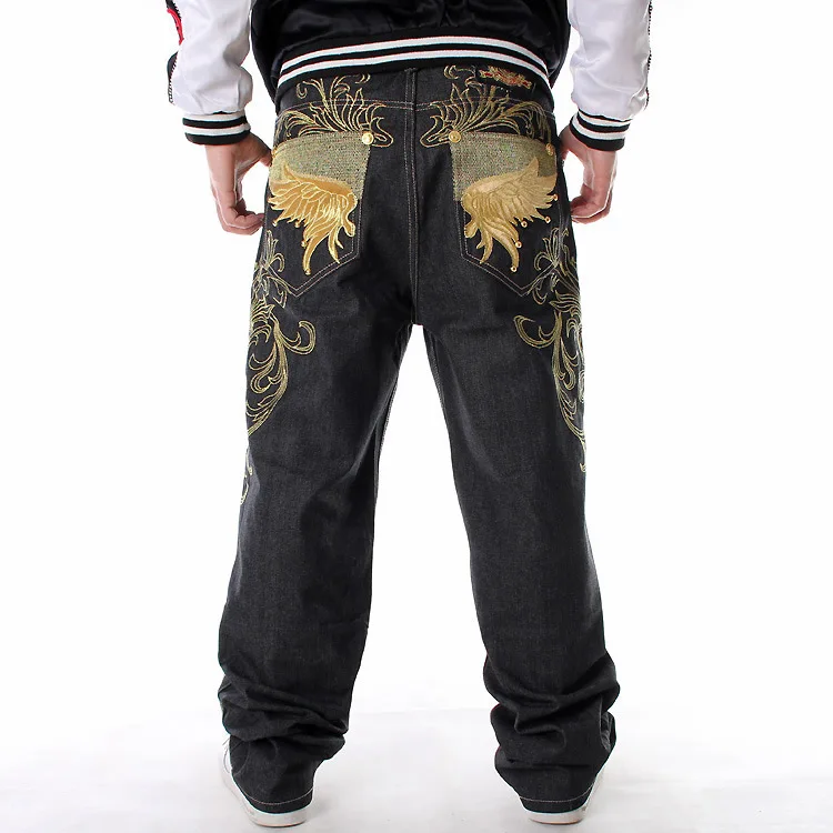 

Europe and the United States embroidery HIPHOP jeans male trend hip hop dance casual loose plus fat plus size skateboard pants