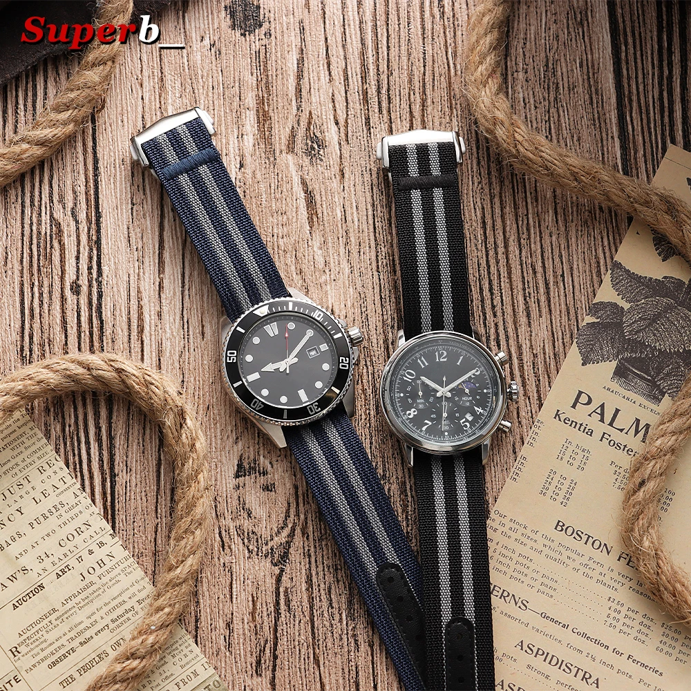 Premium Ribbed Nylon Watch Strap with Deployant Clasp – Sport Wristband