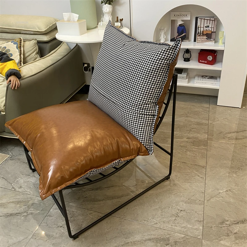 Nordic Wrought Iron Single Living Room Chairs Designer Balcony Back Sofa Chair Creative Bedroom Lazy Sofa Chairs Home Furniture 6 Nordic Wrought Iron Single Living Room Chairs Designer Balcony Back Sofa Chair Creative Bedroom Lazy Sofa Chairs Home Furniture 6