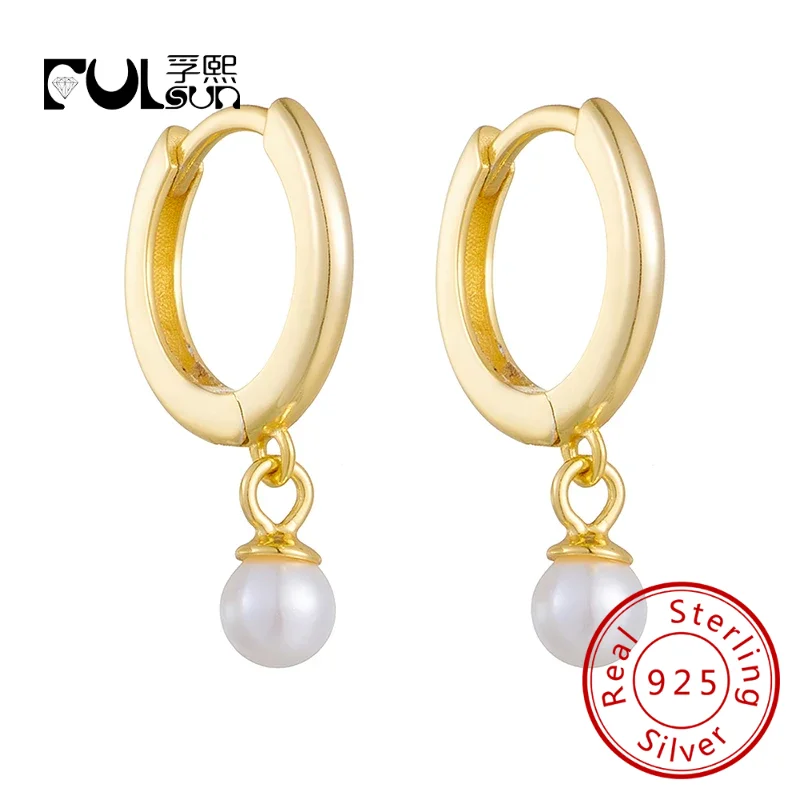 

Оригинальные дизайнерские серьги huggie FULSUN с бусинами в виде ракушек, модные серьги-подвески из серебра 925 пробы с позолотой 14 карат, изящные украшения