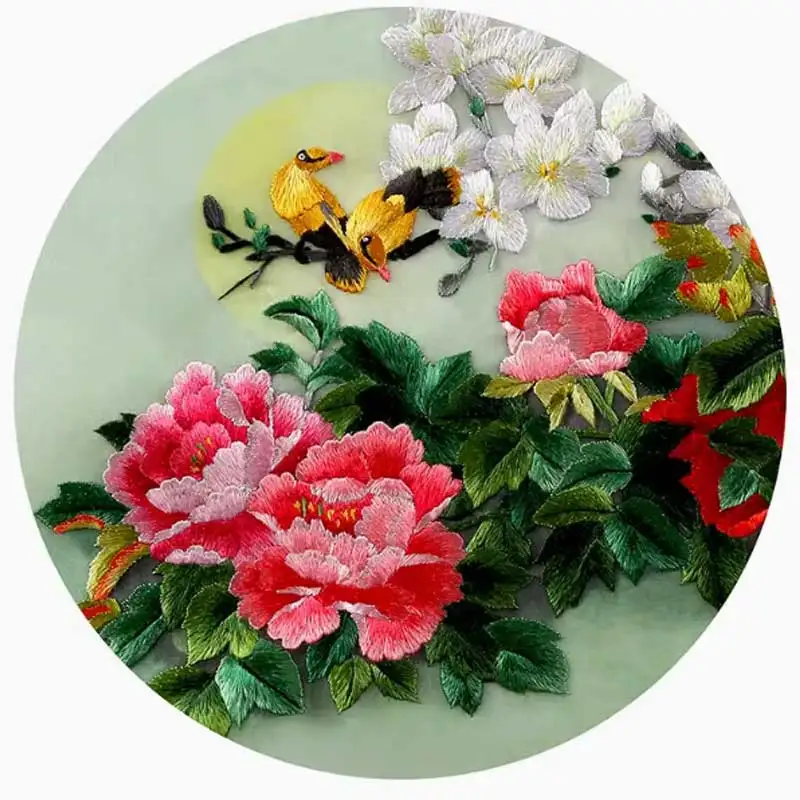 Suzhou Embroidery DIY Beginner Kit-Stitch Guide Round Flower and Bird Decorative Painting Handcraft Embroidery Set