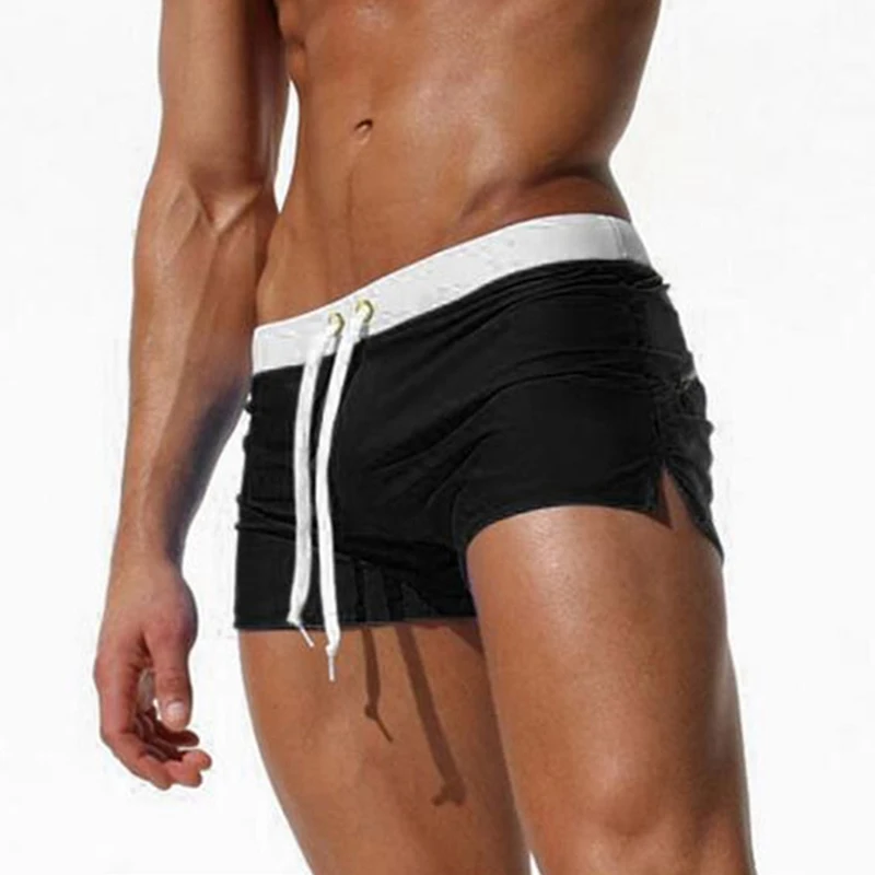Summer American Style Men's Solid Color Boxer Swimming Trunks Fashion Beach Shorts Breathable  Waterproof Swimming Pants