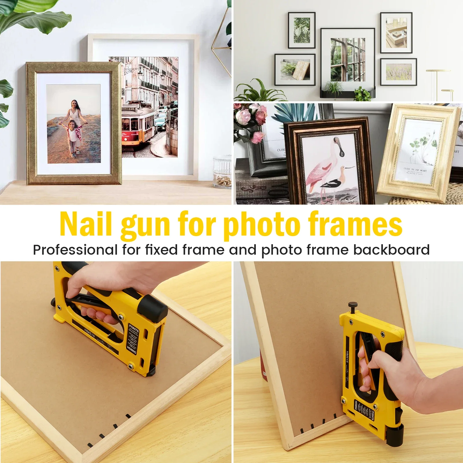 Nail Gun for Woodworking Furniture Heavy Duty Construction Stapler Picture Frame Staple Gun With Staples Metal Hand Tool 5