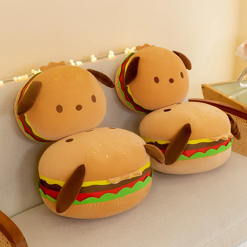 Hanburger Dog Plush Toy Soft Stuffed Animal Toy Fast Food Theme Gift