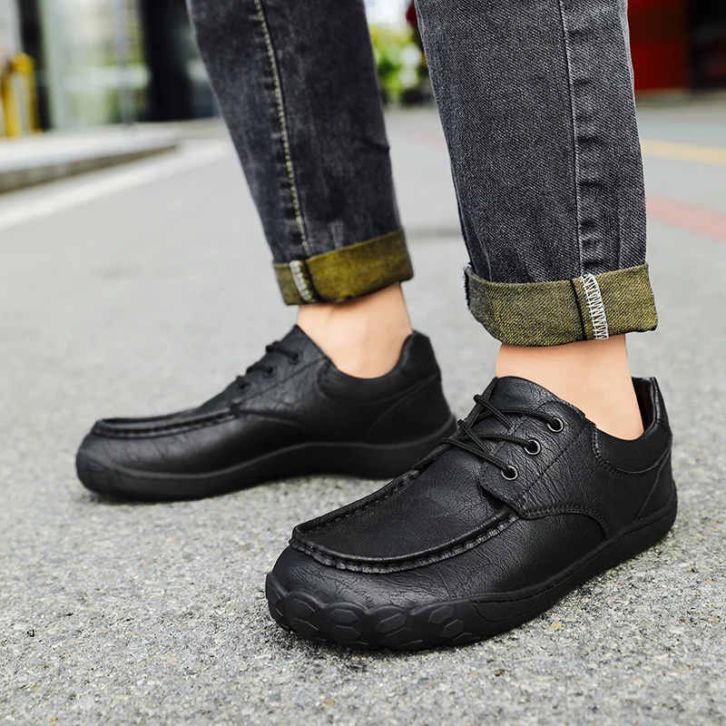 Men Wide Comfortable Leather Toe Barefoot Shoes for Men Soft Sole Casual Sneakers Anti-slip Classic Flats Shoe Male Plus Size 46 4