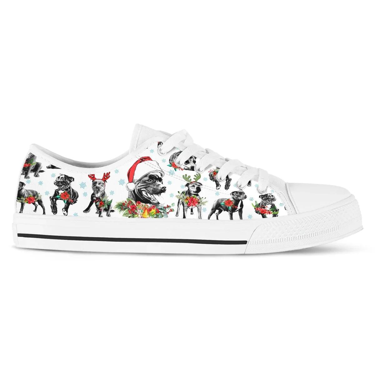 Student Shoes Cute Christmas Pitbull Lover Women Vulcanized Shoes Sneakers Ladies Lace-up Casual Breathable Canvas Shoes