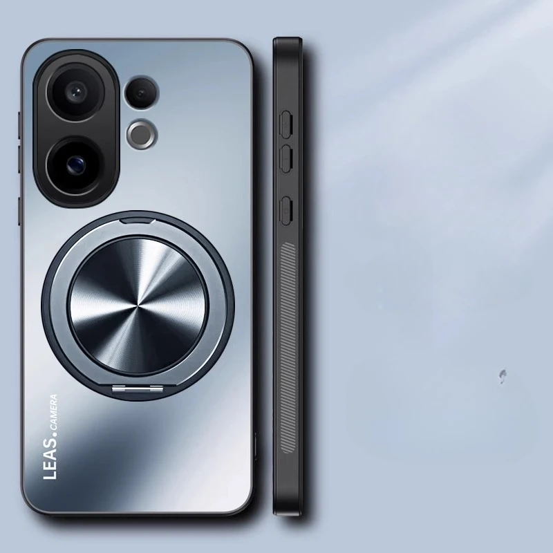 Magnetic Matte Shockproof Case with 360° Rotating Ring Holder and Stand Feature