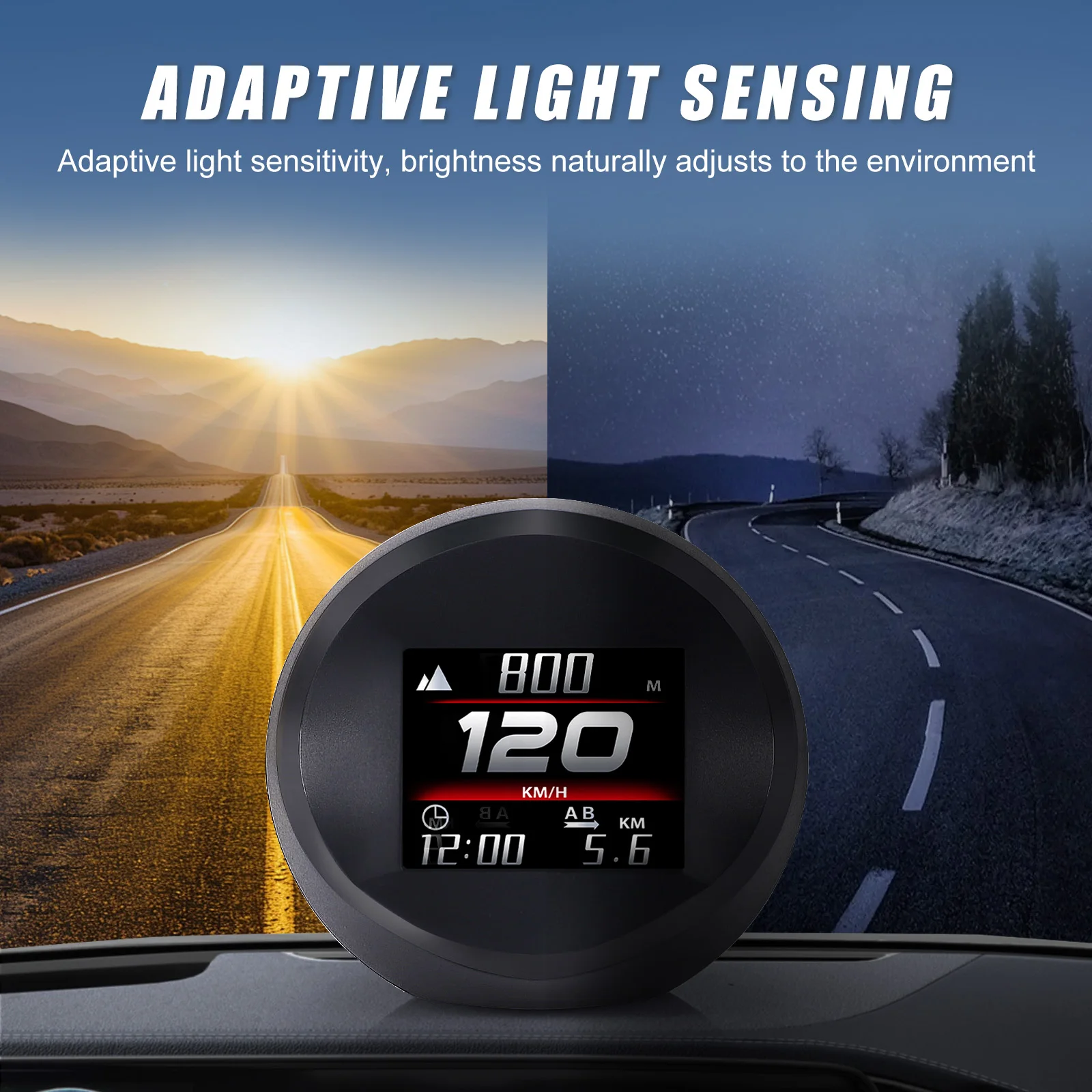 Display Head-up Universale per Veicoli con Velocità/Chilometraggio/Altitudine/Orologio/Tachimetro, GPS HUD per Auto con Espressioni Dinamiche Multiple per Tutte le Auto - immagine 5