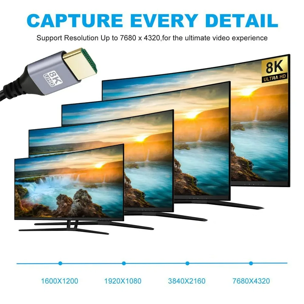 HDMI Adapter Cable 0.5M 1M 8K UHD Up/Down/Left/Right Angle Compatible For Laptop PC Camera Monitor HDTV