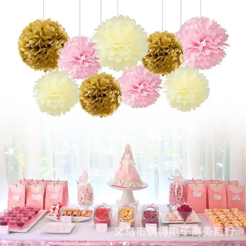 9PCS 4-6 pollici di carta velina Pom Poms palle di fiori per natale Halloween decorazione domestica matrimonio festa di compleanno appeso a parete  15