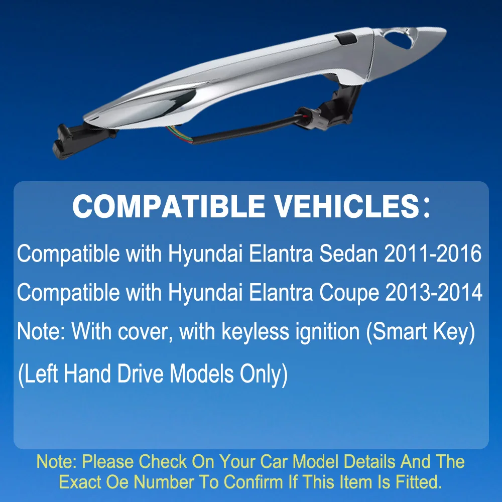 현대 Elantra Sedan 2011-2016 Coupe 2013-2014 82651-3X210 82661-3X210 용 앞 좌측 드라이버/우측 외부 도어 핸들 크롬